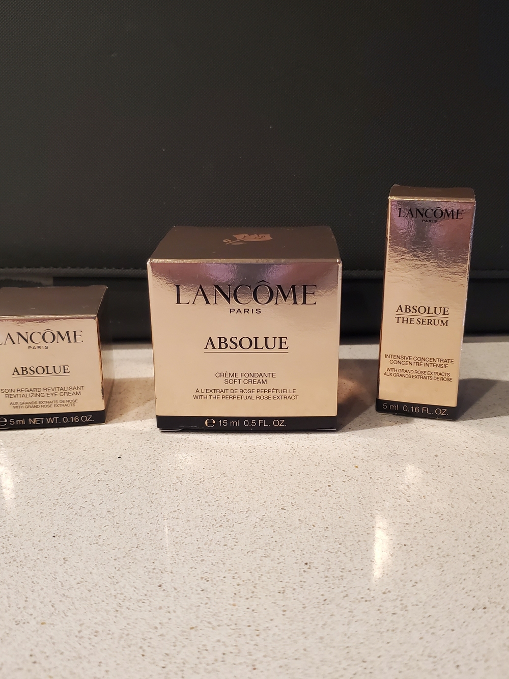 New Lancome Absolue Travel Set. Face, Eye And Serum.